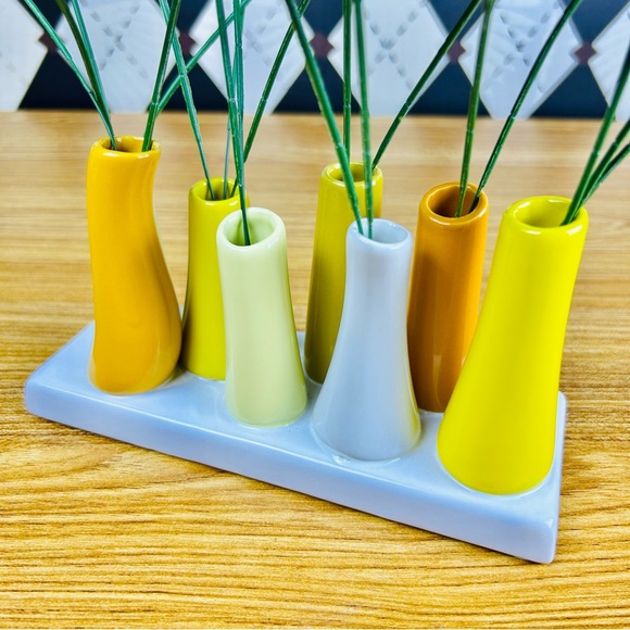 SOLD!!! Ikebana Bud Vase Mid-Century Sculptural Yellow Style Flower Arrangement - Picture 10 of 15